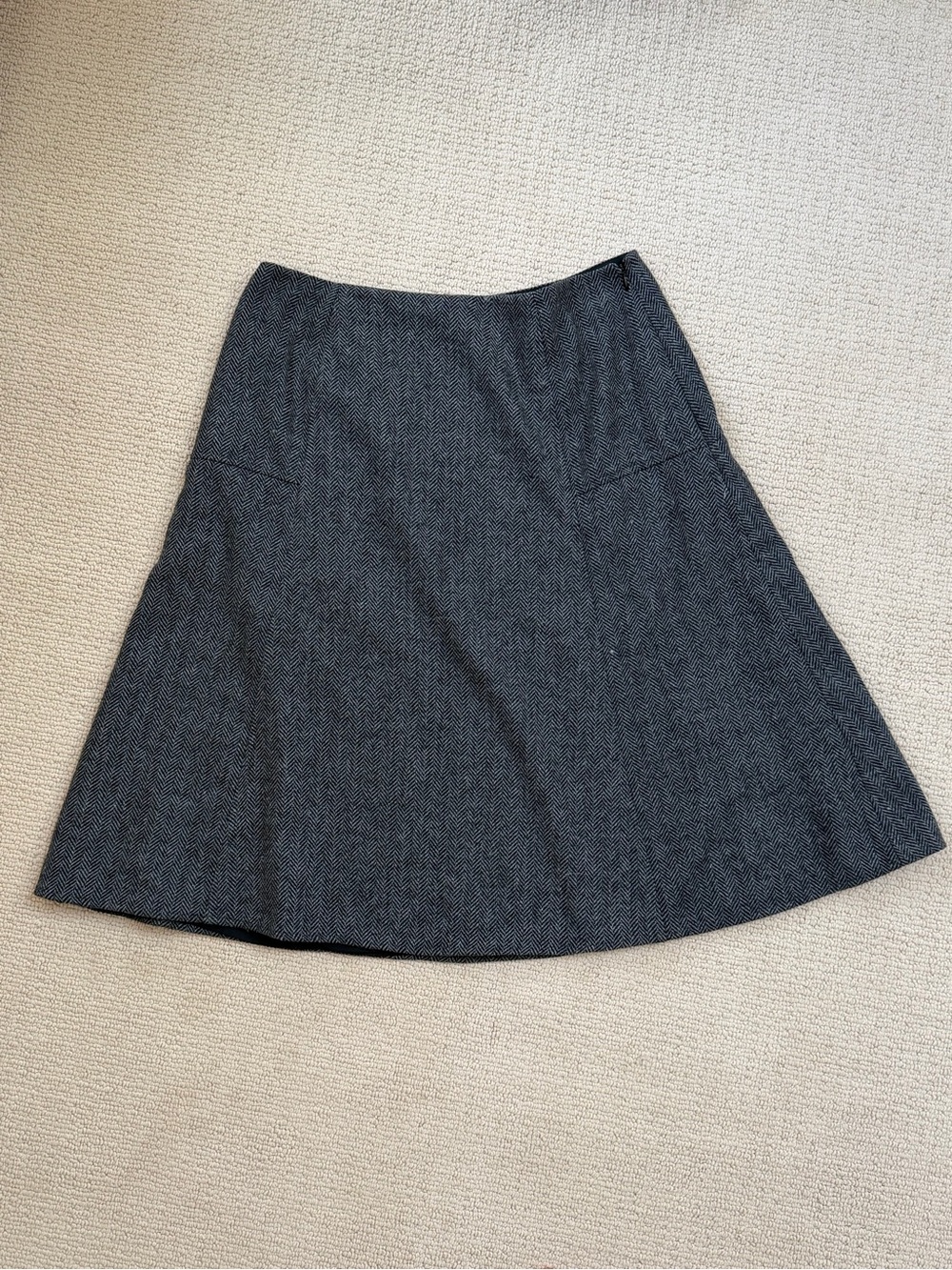 Sundance Gray Herringbone Midi A-Line Skirt